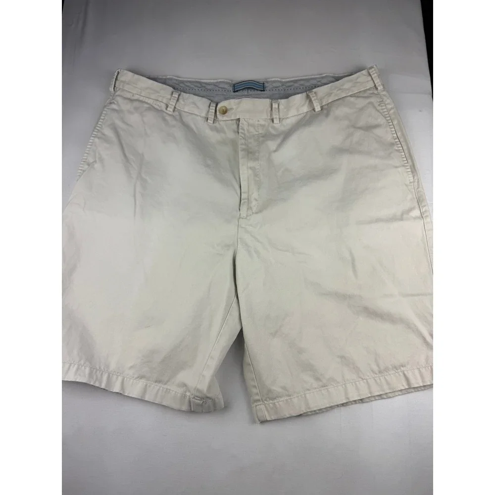 Peter Millar Chino Shorts 40 Beige Pima Cotton Flat Front Golf Casual